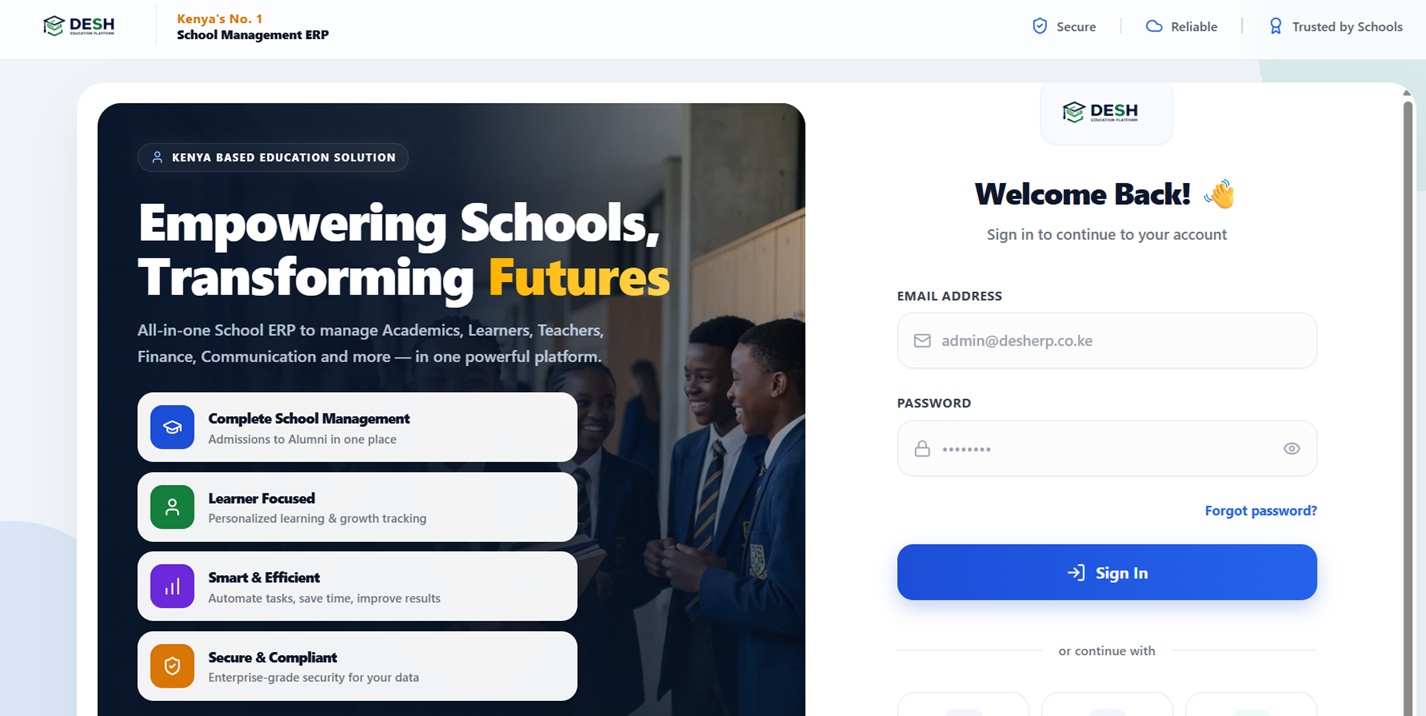 DESH School ERP Web Panel